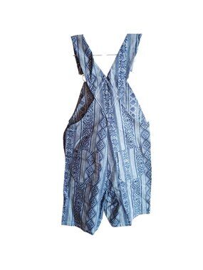 True Vintage 1960's Denim Overalls Geometric Romper Shorts Handmade Deadstock
